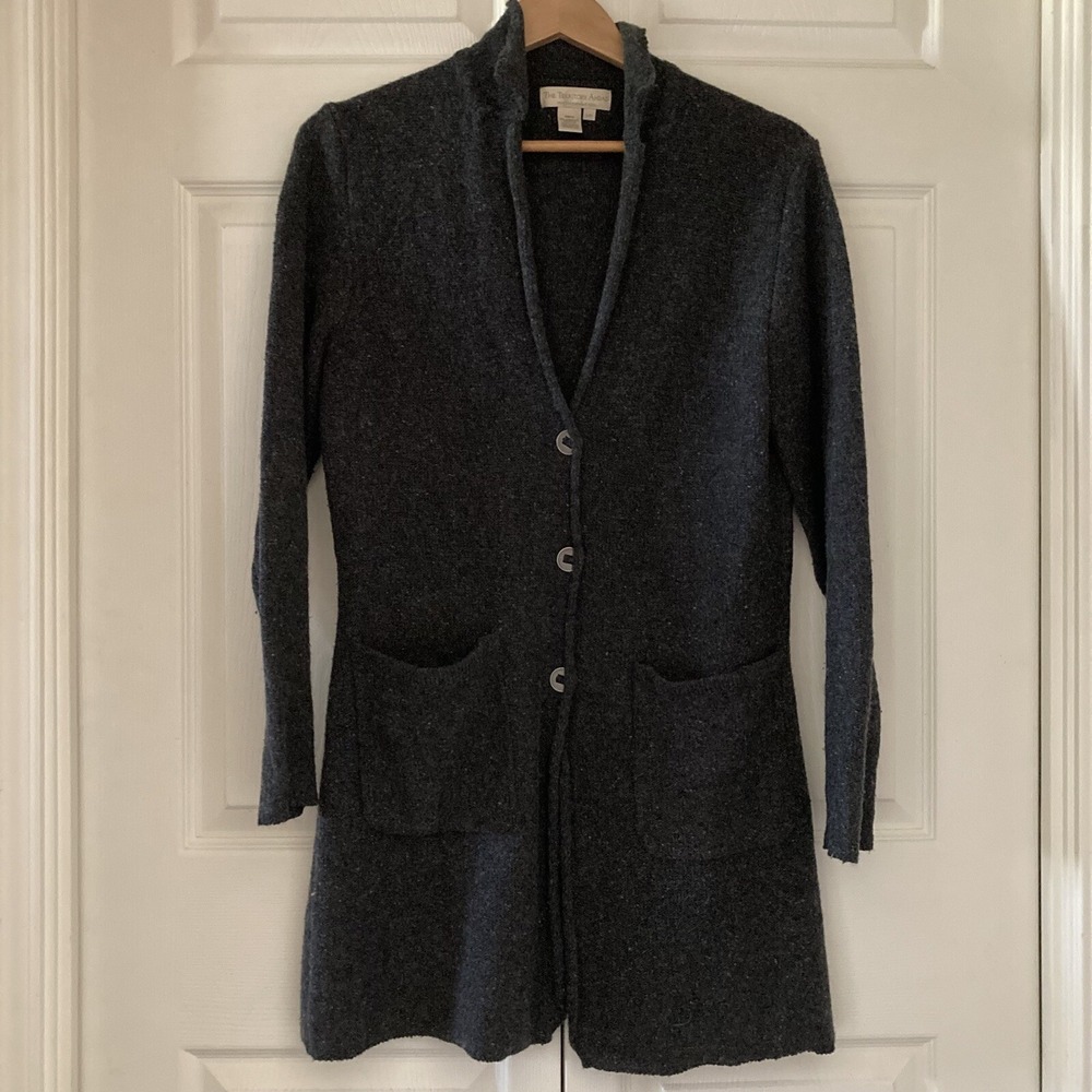 Vtg Territory Ahead Cardigan Jacket ButtonUp Lambs Wool Blend Charcoal Gray PMed